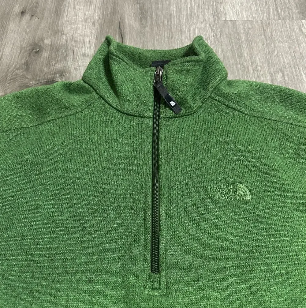 The North Face Gordon Lyons Mens M Green Quarter Zip Sweater Knit Fleece Pullove